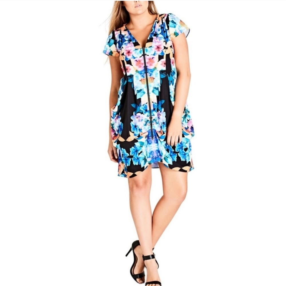 City Chic Wear to Work Floral Tunic Dress Sz 20